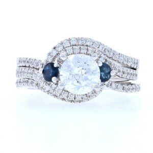 NEW Scott Kay Semi-Mount Wedding Set - 14k Gold Bypass Sapphires Diamonds .89ctw